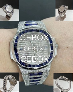 Montre automatique mécanique avec cadran en moissanite, bracelet en acier inoxydable avec fermoir en moissanite, résistance à l'eau 10 bars, pour homme et femme - Product Image 1