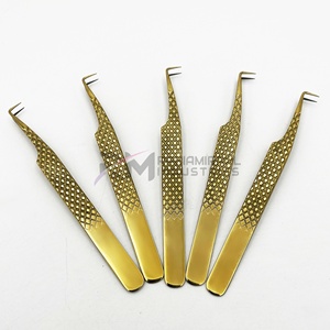 Pince à épiler pour extensions de cils RMI de qualité supérieure, couleur or plasma, avec poignée diamantée, en acier inoxydable - Product Image 1
