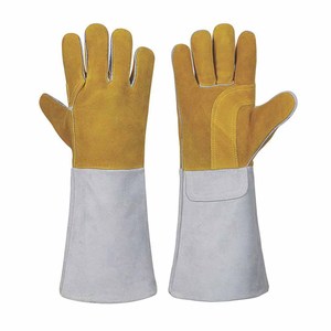 Gants de soudage en cuir de vachette pleine fleur de haute qualité, résistants à la chaleur et aux étincelles, pour la lutte contre les incendies et le barbecue, vente en gros - Product Image 1