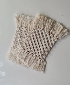 Sous-verres en macramé faits à la main, tapis à boisson en coton tissé, décoration de table bohème, sous-verres résistants à la chaleur - Product Image 6