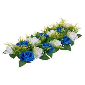 Rose bianche blu 10 pezzi 19.6X8.6 pollici composizioni di palline di fiori artificiali matrimonio centrotavola decorazione per la casa rosa sintetica - Product Image 1