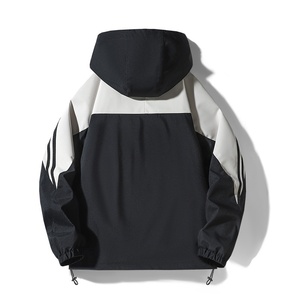 Men's Hooded <b>Racer</b> <b>Jacket</b> Color Blocking Windproof Sporty Style Polyester Zipper Closure Autumn Wear - Product Image 2