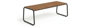 Modern Outdoor Patio <b>Bench</b> Wood Slats Steel Frame Contemporary Design Eco-Friendly Water Resistant BeNK <b>Bench</b> 4 Seating Capacity - Product Image 1