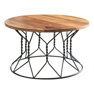 Premium Style Round Shape Metal And Wooden Coffee <b>Table</b> Black & <b>Brown</b> Finished For Home Living Room Decorative Furniture - Product Image 6
