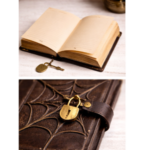 Diario de Tapa Dura de Cuero con Diseño de Telaraña en Relieve Hecho a Mano con Candado, Libro de Hechizos Gótico, Libro de Sombras Vintage, Regalo de Brujería Wicca - Product Image 6