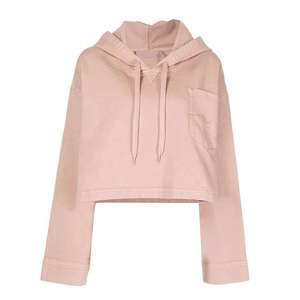 Haut décontracté à capuche gris clair pour femme, coupe courte, manches longues, coupe décontractée - Product Image 6