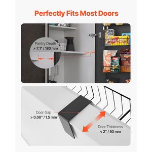 Organizzatore da Appendere Sopra la Porta a 6 Ripiani in Acciaio Resistente, Porta Spezie Regolabile da Parete, Soluzione Organizzativa per Dispensa - Product Image 2