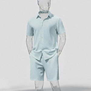 Wholesale Summer Men's Casual Shorts <b>Set</b> Plain Color Solid 100% Cotton Jersey Quick Dry Knitted Pocket Customized Logo <b>Twin</b> <b>Set</b> - Product Image 3