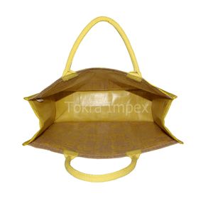 Bolsa de Compras de Yute Laminado PP con Diseño Floral de un Solo Color y Asas de Cuerda, la Más Vendida en Línea, Moderna y Elegante, Ideal para Regalo - Product Image 5