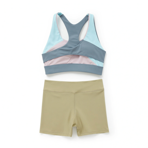 Ensemble de sport pour femme : Soutien-gorge dos nageur et short taille haute, sans couture, respirant, séchage rapide, en Spandex à pois, gris uni, marine, pour yoga et activités sportives 2 - Product Image 5