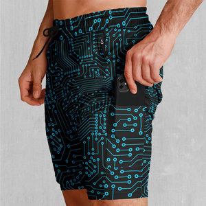 Team <b>Builder</b> Custom Men's 100% Cotton Eco-Friendly Circuit Board Print Running Shorts | Quick Dry Compression Gym Workout Shorts - Product Image 2