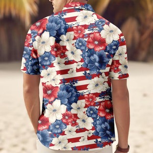 Chemises hawaïennes décontractées pour hommes, à manches courtes, imprimées de motifs floraux tropicaux, style Aloha, pour les vacances, sur mesure OEM/ODM - Product Image 4