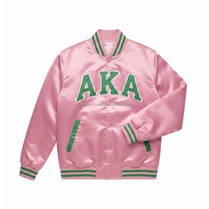 Chaqueta de lentejuelas de manga larga con cremallera, estilo bordado vintage personalizado, estilo AKA Sorority, ropa de la hermandad Alpha, chaqueta personalizada. - Product Image 1
