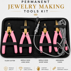 Wholesale Pink Permanent Jewelry Making Kit Flush <b>Cutter</b> Long Nose Short Nose Grounded Pliers Factory Direct - Product Image 2