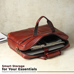 Sac pour ordinateur portable en cuir véritable de qualité supérieure WRIZA pour hommes |   Sac messager de bureau extérieur de 11,5 pouces avec compartiment rembourré pour ordinateur portable et sangle, personnalisable avec logo - Product Image 6