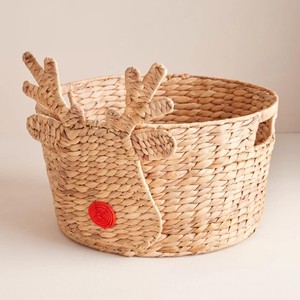Cestas decorativas con ambiente navideño, cesta de jacinto de agua natural con renos, precio directo de fábrica - Product Image 4