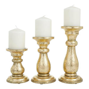 Bougeoir en bois sculpté à la main pour décoration intérieure et extérieure Lot de 3 bougeoirs en bois de manguier d'aspect haut de gamme - Product Image 1