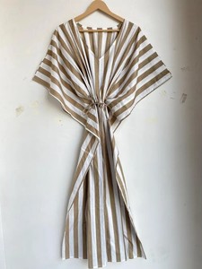 ชุดเดรสผ้าฝ้ายสำหรับผู้หญิง สวมใส่สบายทุกวัน ชุดเดรสยาวสไตล์คาฟทัน ชุดลำลองฤดูร้อน ชุดคลุมชายหาดลายพิมพ์ - Product Image 5