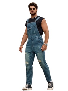 Baju monyet Denim tenun bernapas pria celana Jeans luar ruangan kasual dengan suspender untuk koleksi Bangladesh - Product Image 3