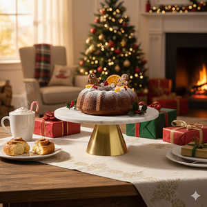 ขาตั้งเค้กหินอ่อนสีเขียว Spruce Exports พร้อมฐานสีทองหรูหรา เป็นมิตรกับสิ่งแวดล้อมและทำด้วยมือ ใช้กับไมโครเวฟได้ เหมาะสำหรับเสิร์ฟขนมหวาน - Product Image 4