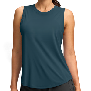 Camiseta Deportiva sin Mangas para Mujer, Color Sólido, Transpirable, de Secado Rápido, Tejido de Spandex y Poliéster, 180g, Largo Regular - Product Image 4