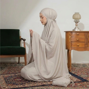 Ensemble de prière musulman pour femmes en rayonne de qualité supérieure, doux et respirant, couleur kaki, Mukena, vêtements islamiques, hijab, abaya, robe de prière de voyage - Product Image 4