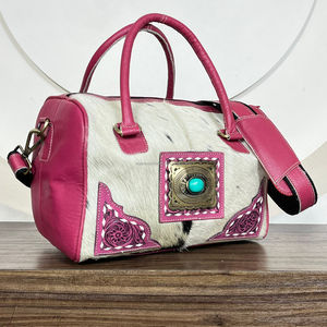 Sacs de sport de grande capacité Mini Speedy en cuir de vachette usiné Turquoise Stone Crossbody Bagages Travel Shoulder Bags for Unisex - Product Image 4