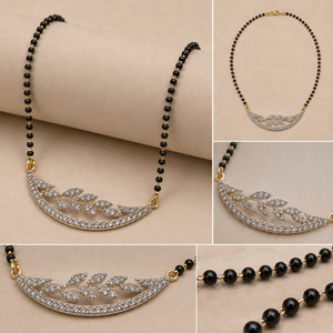 Mangalsutra tendance avec diamants de laboratoire sertis à griffes, certificat IGI, or jaune massif, personnalisable, style classique pour femme, mariage - Product Image 5