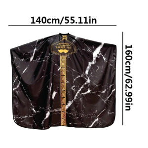 Capa de Peluquería BARBER PRO, Seda y Poliéster, Estampado de Mármol Blanco y Negro, Cintura Ajustable, Resistente al Agua, Antiadherente, 140x160cm - Product Image 6