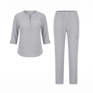 Hawkeye <b>Women</b> <b>Scrub</b> <b>Set</b> 2 Piece Gray Hospital Uniform Pants Top Medical Workwear - Product Image 1