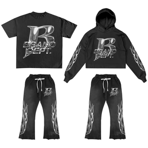 Conjunto Deportivo Personalizado de Alta Calidad en Algodón, Pantalones Deportivos Acampanados y Sudadera con Capucha, Ropa Urbana para Hombre, Camiseta con Lavado Ácido, Conjunto Unisex - Product Image 1