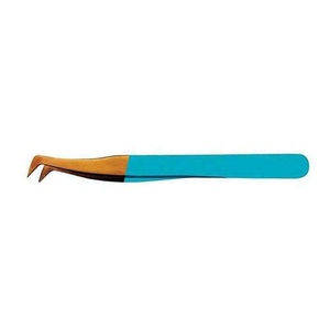 Pince à épiler royale nouvelle couleur bleue, volume 3D, plaquée or, en acier inoxydable, pour extensions de cils, anti-magnétique et prise parfaite - Product Image 6