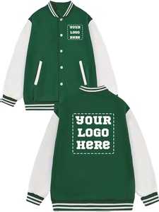 Autumn/Winter Men's Lined Casual Green <b>White</b> Color Block Striped Reversible Windproof Fleece Baseball <b>Jacket</b> Customizable - Product Image 2