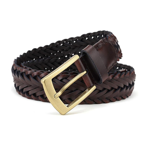 Vente en gros de ceintures en cuir de vachette tressé, mode décontractée, haute qualité, fabrication artisanale, boucle en argent véritable, durable, imperméable, luxe pour homme - Product Image 2