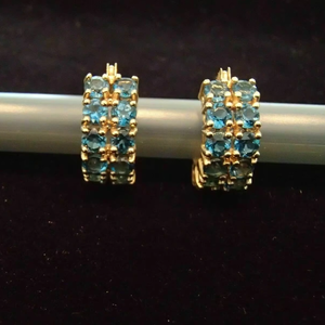 Moissanite <b>Stud</b> <b>Earrings</b> 925 Silver Lightweight Luxury <b>Blue</b> Gemstone Jewelry for Women Wedding Gift - Product Image 1