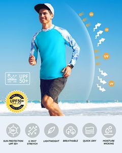 Custom Printed Long Sleeve Men's <b>Swimsuit</b> Sun Protection Quick Dry Breathable Anti-Wrinkle Eco-Friendly 100% - Product Image 3