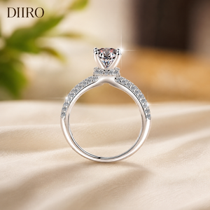 Anillo de Boda de Plata de Ley 925 con Halo Oculto, Anillo de Compromiso Hecho a Mano con Diamante de Corte Redondo, Joyería de Banda de Tres Hileras de Moissanita - Product Image 2