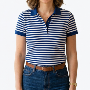 Polo en tissu unique pour femme, look classique, vêtements de sport, meilleure performance, manches courtes. - Product Image 1