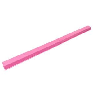 Trave da equilibrio pieghevole in flanella rosa e PVC da 2,4 metri per allenamento di giovani ginnasti e cheerleader - Product Image 1