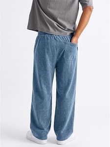 Pantalon décontracté gris en toile pour homme, coupe ample, taille élastique, demi-fermeture éclair, poches latérales, respirant, léger, protection UV, été - Product Image 2