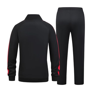 Ladies Black Red Tracksuit Drawstring Stand Collar Simple Design Breathable Lightweight Spandex/Cotton Adult Summer Wear Side - Product Image 2