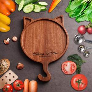 Assiette à steak et à pizza en bois écologique |   Assiette ronde en bois de qualité alimentaire - Product Image 5