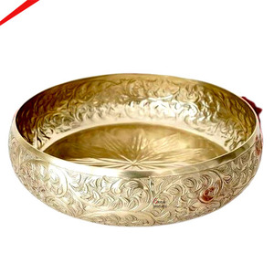 Global Products Metal <b>Candle</b> & Flower Manicure & Pedicure Bowl with Embossed Flower Work High End Finished Decoration <b>Large</b> Bowl - Product Image 1
