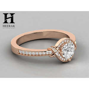 Bague de fiançailles en or 14 carats avec halo de diamants torsadés - Bijou élégant en diamant de laboratoire/naturel - Product Image 6