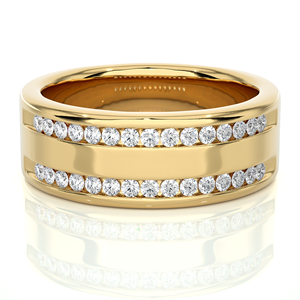 Anillo de Diamantes Cultivados en Laboratorio de Oro de 18K con Diseño de Lujo, Corte Redondo de 0.46CT, Tresenta Piedras, Joyería para Hombre para Exportación al por Mayor - Product Image 5