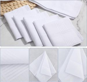 Pañuelos Blancos de Algodón 100% Suave de 16*16 Pulgadas al por Mayor, Pañuelos Lisos para Hombre con Raya Ligera para Regalo de Boda - Product Image 2