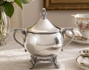 latest Article Of Stainless Steel Sugar Bowl With Handle And Lid In Shiny Polish For <b>Table</b> Decor - Product Image 1