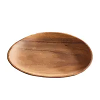 Beste Holzplatte Akazien holz Serviert ablett mit Fächern Runde hölzerne geteilte Snack-Serviert eller für Eiform