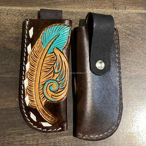 Couteau pliant à motif de feuille en cuir usiné à la main pour l'extérieur, accessoire de couteau de poche parfait pour la chasse et l'extérieur. - Product Image 6