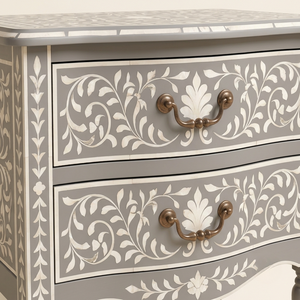 Handcrafted Floral bone inlay <b>side</b> <b>table</b> serving as a modern nightstand for home <b>bedroom</b> Furniture decor - Product Image 5